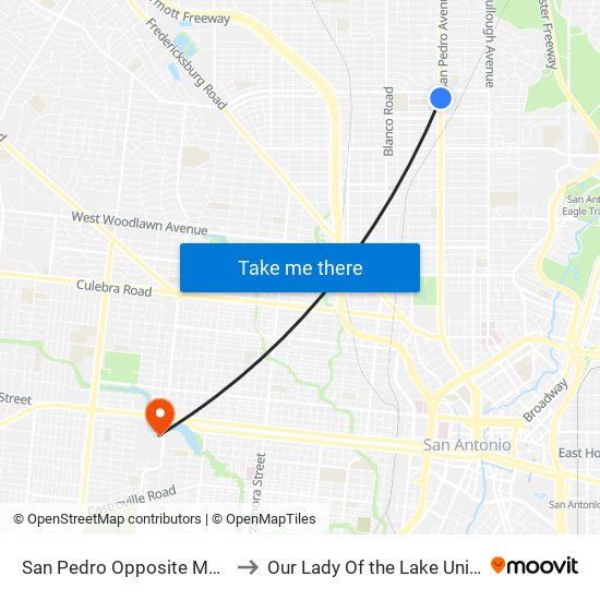 San Pedro Opposite Mcilvaine to Our Lady Of the Lake University map