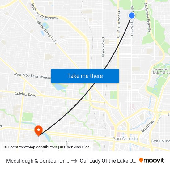 Mccullough & Contour Dr. (El Mont to Our Lady Of the Lake University map