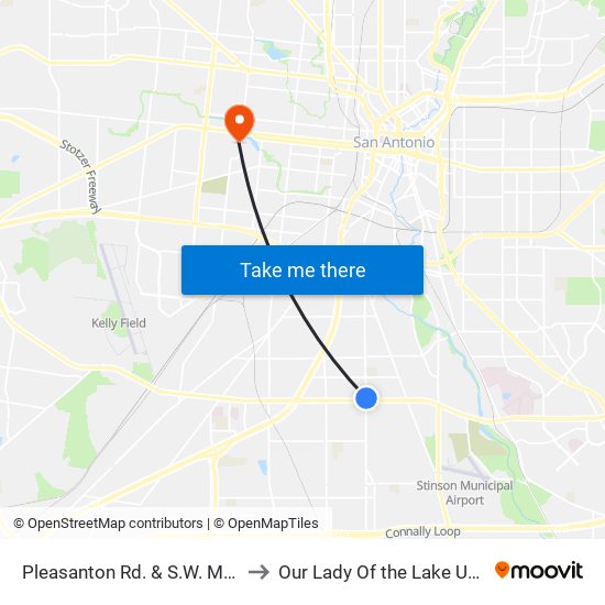 Pleasanton Rd. & S.W. Military Dr to Our Lady Of the Lake University map