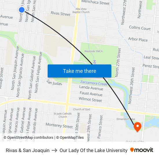 Rivas & San Joaquin to Our Lady Of the Lake University map