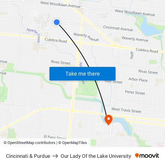 Cincinnati & Purdue to Our Lady Of the Lake University map