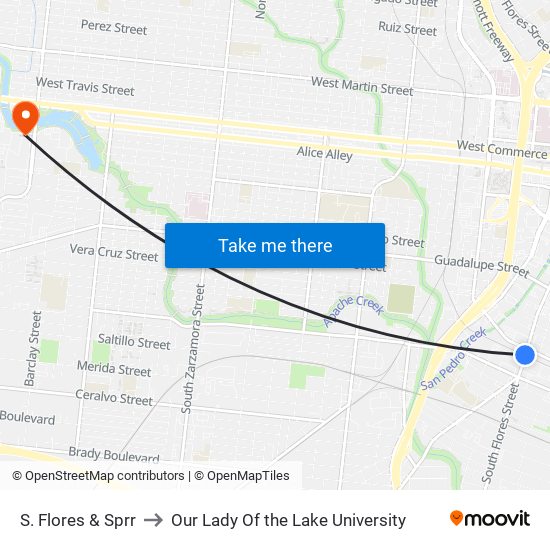 S. Flores & Sprr to Our Lady Of the Lake University map