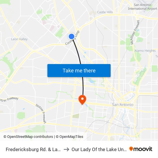 Fredericksburg Rd. & Lakeridge to Our Lady Of the Lake University map