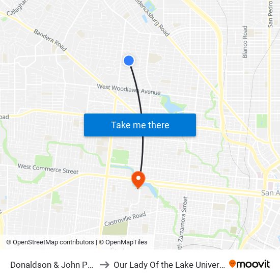 Donaldson & John Page to Our Lady Of the Lake University map