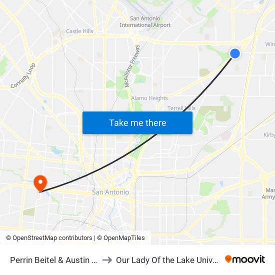 Perrin Beitel & Austin Hwy. to Our Lady Of the Lake University map