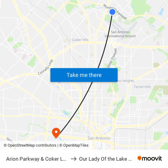 Arion Parkway & Coker Loop North to Our Lady Of the Lake University map