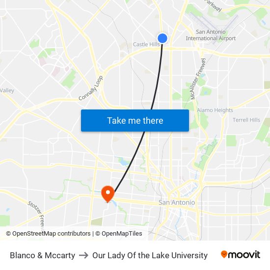 Blanco & Mccarty to Our Lady Of the Lake University map