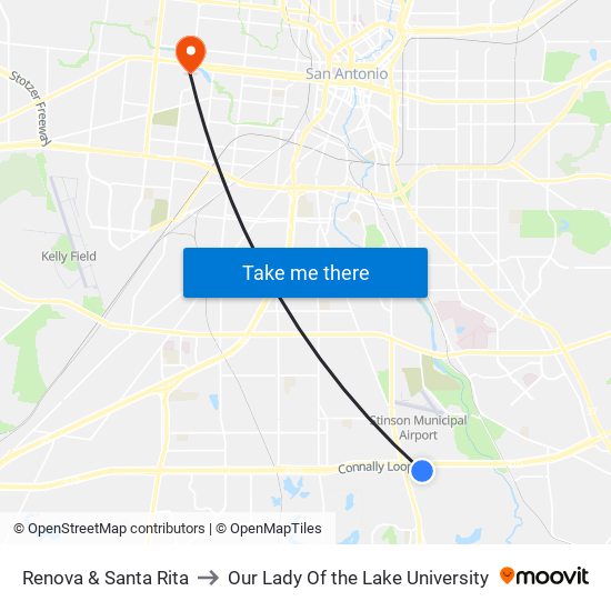 Renova & Santa Rita to Our Lady Of the Lake University map