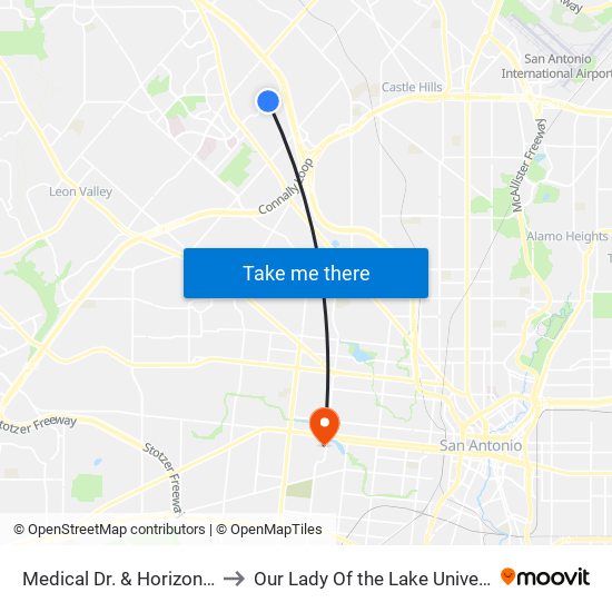 Medical Dr. & Horizon Hill to Our Lady Of the Lake University map