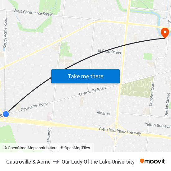 Castroville & Acme to Our Lady Of the Lake University map