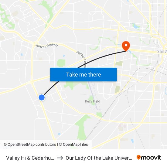 Valley Hi & Cedarhurst to Our Lady Of the Lake University map