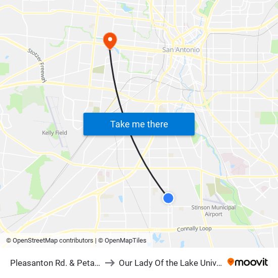 Pleasanton Rd. & Petaluma to Our Lady Of the Lake University map