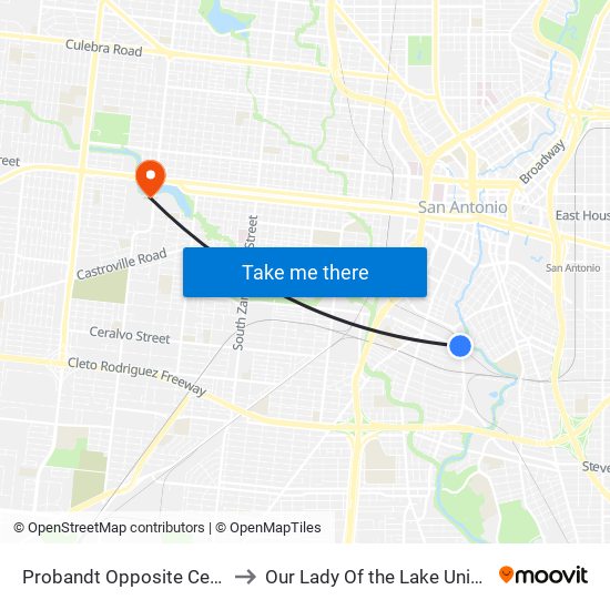 Probandt Opposite Cevallos to Our Lady Of the Lake University map