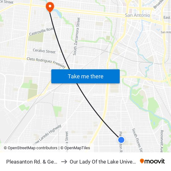 Pleasanton Rd. & Gerald to Our Lady Of the Lake University map