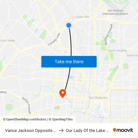 Vance Jackson Opposite Mossrock to Our Lady Of the Lake University map