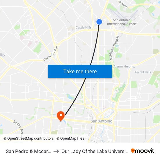 San Pedro & Mccarty to Our Lady Of the Lake University map