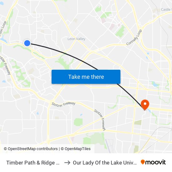 Timber Path & Ridge Place to Our Lady Of the Lake University map