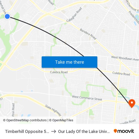 Timberhill Opposite 5025 to Our Lady Of the Lake University map