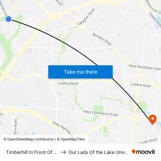Timberhill In Front Of 5025 to Our Lady Of the Lake University map