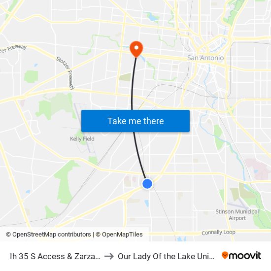 Ih 35 S Access & Zarzamora to Our Lady Of the Lake University map