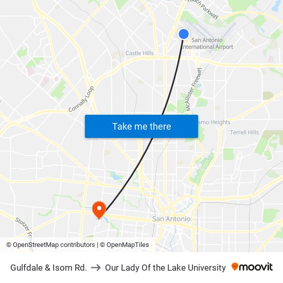 Gulfdale & Isom Rd. to Our Lady Of the Lake University map