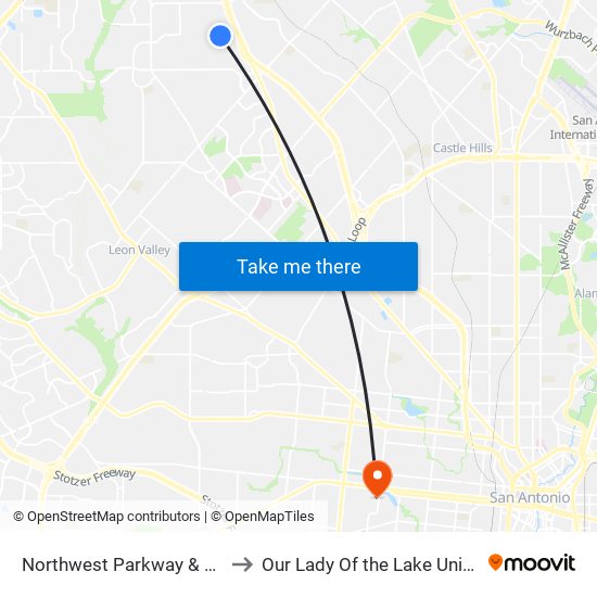 Northwest Parkway & Silicon to Our Lady Of the Lake University map