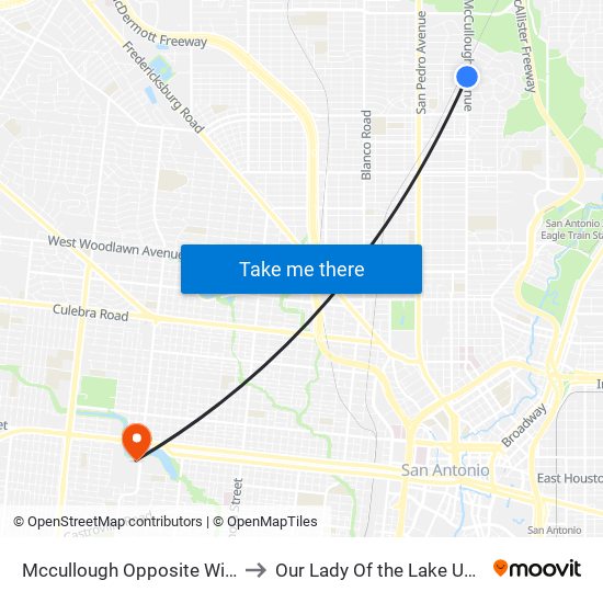 Mccullough Opposite Wildwood to Our Lady Of the Lake University map