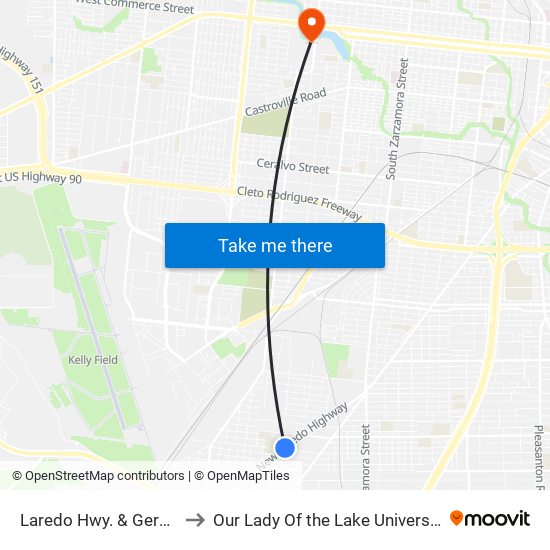 Laredo Hwy. & Gerald to Our Lady Of the Lake University map