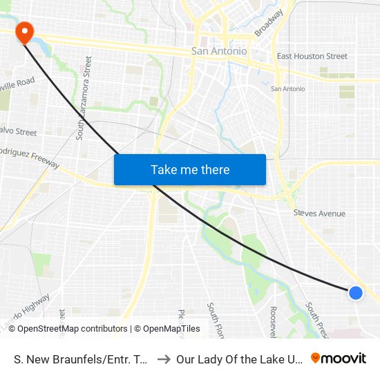 S. New Braunfels/Entr. To Ih 37 S. to Our Lady Of the Lake University map