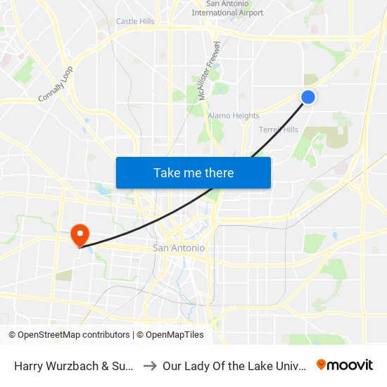 Harry Wurzbach & Sumner to Our Lady Of the Lake University map