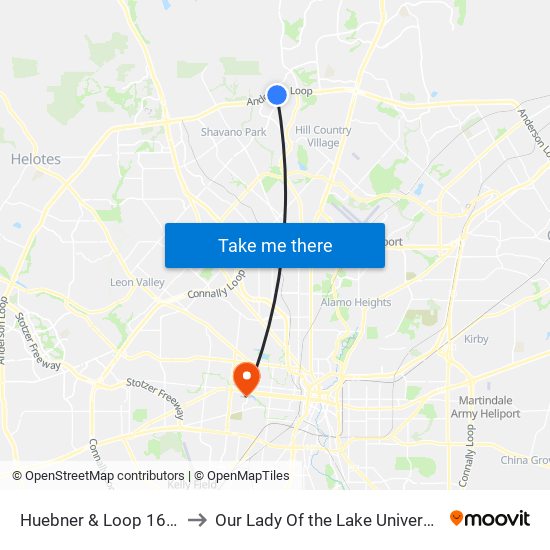 Huebner & Loop 1604 to Our Lady Of the Lake University map