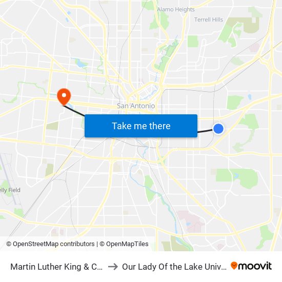 Martin Luther King & Cotton to Our Lady Of the Lake University map