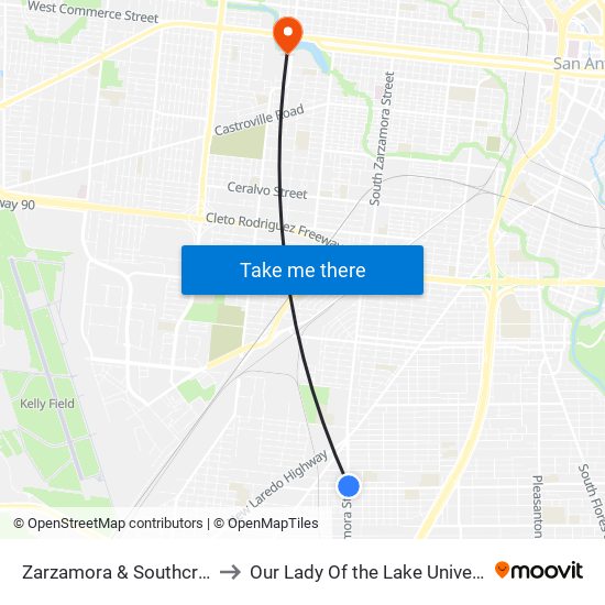 Zarzamora & Southcross to Our Lady Of the Lake University map