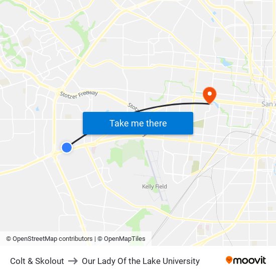 Colt & Skolout to Our Lady Of the Lake University map