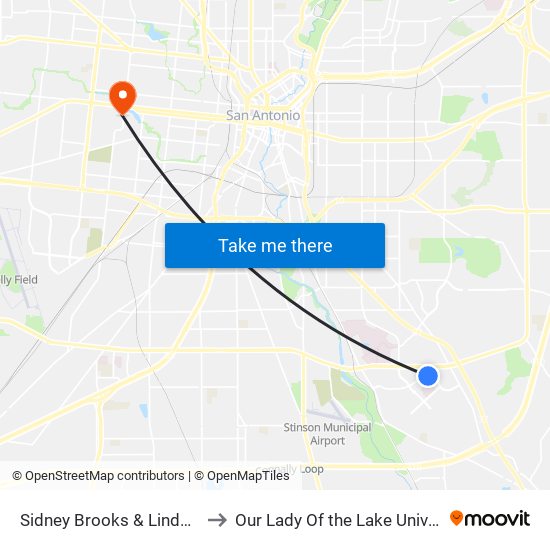 Sidney Brooks & Lindbergh to Our Lady Of the Lake University map