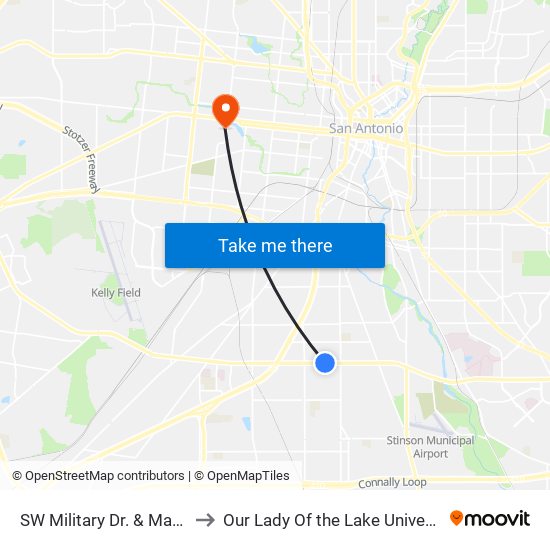 SW Military Dr. & Mango to Our Lady Of the Lake University map