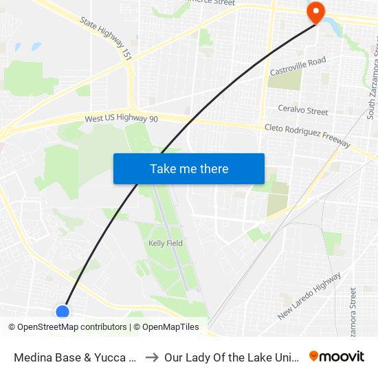 Medina Base & Yucca Valley to Our Lady Of the Lake University map