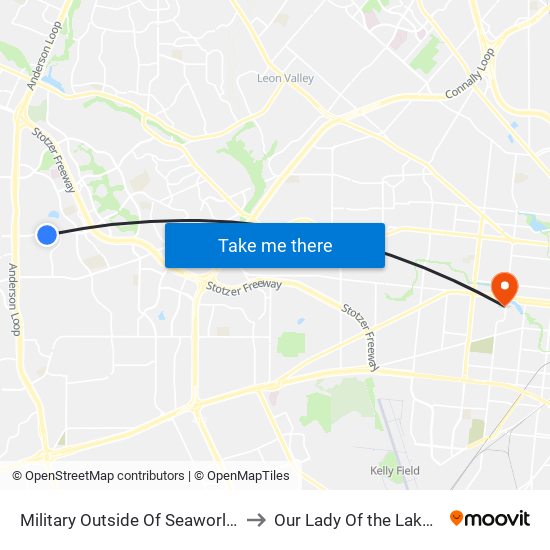 Military Outside Of Seaworld Park & Ride to Our Lady Of the Lake University map