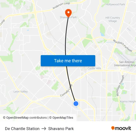 De Chantle Station to Shavano Park map