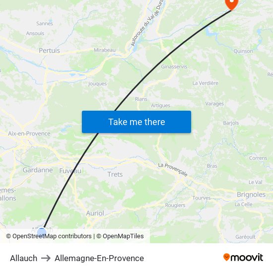 Allauch to Allemagne-En-Provence map