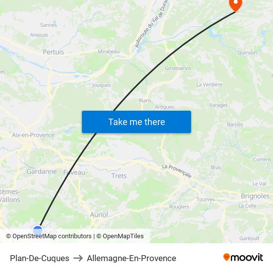 Plan-De-Cuques to Allemagne-En-Provence map