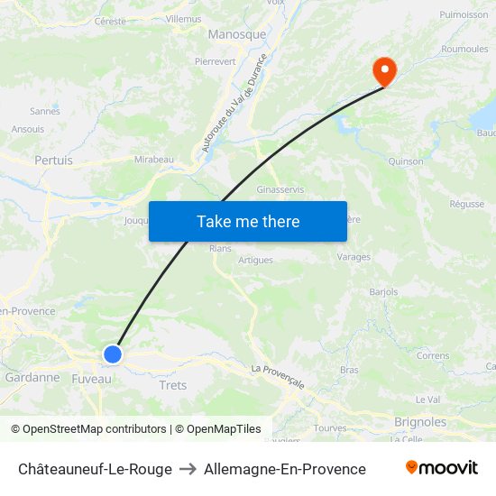 Châteauneuf-Le-Rouge to Allemagne-En-Provence map