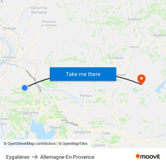 Eygalières to Allemagne-En-Provence map