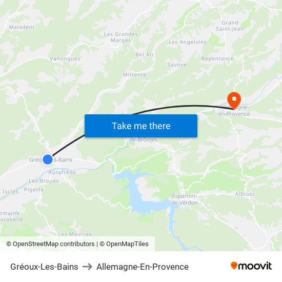 Gréoux-Les-Bains to Allemagne-En-Provence map