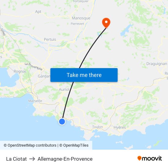La Ciotat to Allemagne-En-Provence map