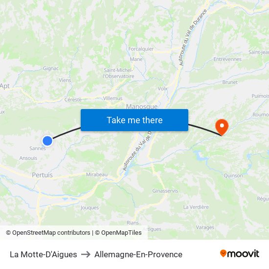 La Motte-D'Aigues to Allemagne-En-Provence map
