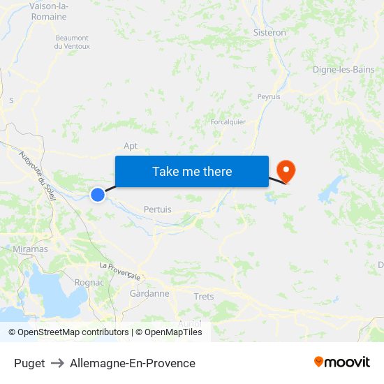 Puget to Allemagne-En-Provence map