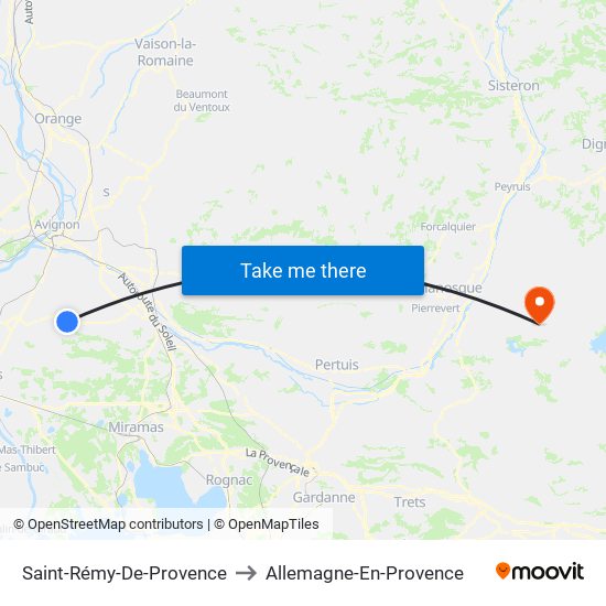 Saint-Rémy-De-Provence to Allemagne-En-Provence map
