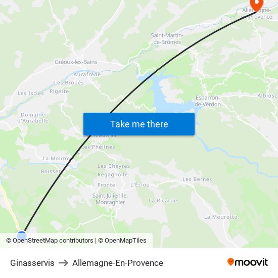 Ginasservis to Allemagne-En-Provence map