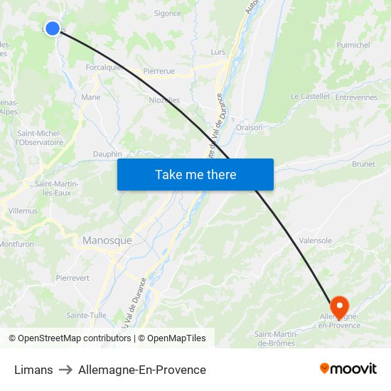 Limans to Allemagne-En-Provence map